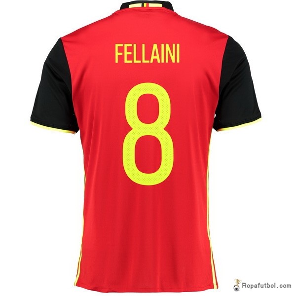 Camiseta Belgica Replica Primera Ropa Fellaini 2016 Rojo Negro